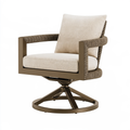Poltrona girevole 78 x 78 x 88 cm in metallo e corda intrecciata beige tortora